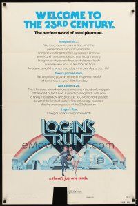5c435 LOGAN'S RUN advance 1sh '76 art of Michael York & Jenny Agutter running away by Charles Moll!