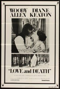 5c443 LOVE & DEATH style B 1sh '75 wacky Woody Allen & Diane Keaton romantic kiss close up!