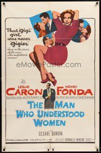 5c471 MAN WHO UNDERSTOOD WOMEN 1sh '59 Henry Fonda, super sexy full-length Leslie Caron!