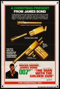 5c473 MAN WITH THE GOLDEN GUN advance 1sh '74 a Christmas present from James Bond, cool!