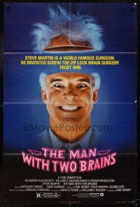 5c475 MAN WITH TWO BRAINS 1sh '83 wacky world famous surgeon Steve Martin performs brain surgery!