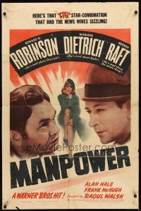 5c479 MANPOWER 1sh '41 George Raft, Edward G. Robinson, Marlene Dietrich!