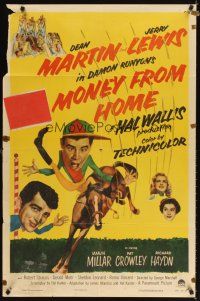 5c505 MONEY FROM HOME 1sh '54 3-D Dean Martin & horse jockey Jerry Lewis!