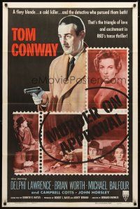 5c517 MURDER ON APPROVAL style A 1sh '56 art of detective Tom Conway w/pistol, English noir!