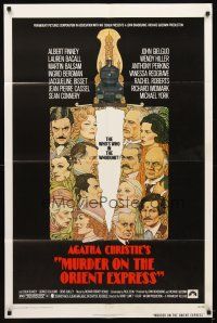 5c518 MURDER ON THE ORIENT EXPRESS 1sh '74 Agatha Christie, great art of cast by Richard Amsel!