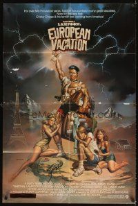 5c523 NATIONAL LAMPOON'S EUROPEAN VACATION 1sh '85 Boris Vallejo art with strongman Chevy Chase!