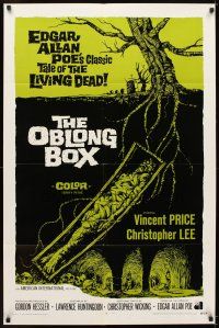 5c543 OBLONG BOX 1sh '69 Vincent Price, Edgar Allan Poe's tale of living dead, cool horror art!