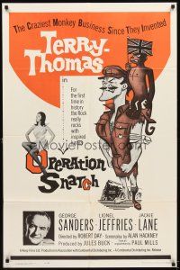 5c557 OPERATION SNATCH 1sh '62 wacky art of Terry-Thomas, monkey & George Sanders!