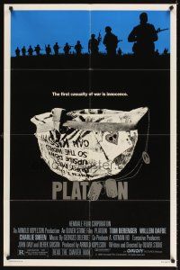 5c583 PLATOON 1sh '86 Oliver Stone, Vietnam War, Willem Dafoe shot in movie climax!
