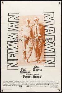 5c587 POCKET MONEY 1sh '72 great full-length portrait of Paul Newman & Lee Marvin!