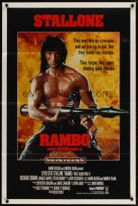 5c623 RAMBO FIRST BLOOD PART II int'l 1sh '85 no man, no law, no war can stop Sylvester Stallone!