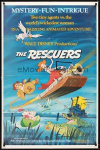 5c631 RESCUERS 1sh '77 Disney mouse mystery adventure cartoon from the depths of Devil's Bayou!