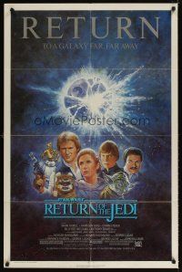 5c634 RETURN OF THE JEDI 1sh R85 George Lucas classic, Mark Hamill, Harrison Ford, Jung art!