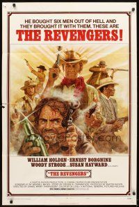 5c639 REVENGERS style A 1sh '72 cool art of William Holden, Ernest Borgnine, Woody Strode by Jung!