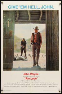 5c641 RIO LOBO 1sh '71 Howard Hawks, Give 'em Hell, John Wayne, great cowboy image!