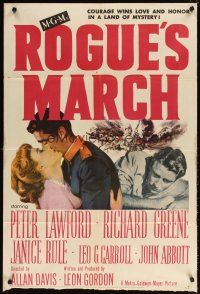 5c650 ROGUE'S MARCH 1sh '53 Peter Lawford, Janice Rule & Richard Greene in a land of mystery!