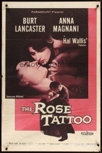 5c656 ROSE TATTOO 1sh '55 Burt Lancaster, Anna Magnani, written by Tennessee Williams!