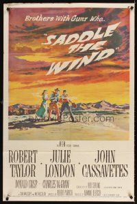 5c673 SADDLE THE WIND 1sh '57 artwork of John Cassavetes, Robert Taylor & Julie London!