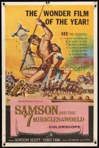 5c676 SAMSON & THE 7 MIRACLES OF THE WORLD 1sh '62 Maciste Alla Corte Del Gran Khan, sexy art!