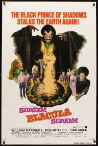 5c693 SCREAM BLACULA SCREAM 1sh '73 great artwork of black vampire William Marshall & Pam Grier!