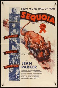 5c704 SEQUOIA 1sh R53 pretty Jean Parker in wilderness, art of man attacked by mountain lion!