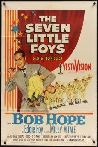5c707 SEVEN LITTLE FOYS 1sh '55 Bob Hope performing on stage with his seven kids in wacky outfits!