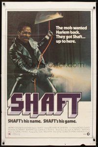 5c710 SHAFT 1sh '71 classic image of tough Richard Roundtree shooting gun!