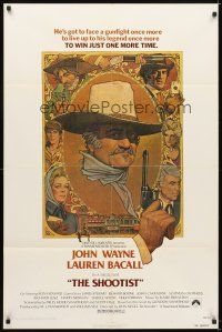 5c716 SHOOTIST 1sh '76 best Richard Amsel artwork of cowboy John Wayne & cast montage!