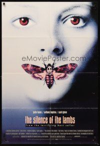 5c718 SILENCE OF THE LAMBS int'l 1sh '90 great image of Jodie Foster with moth over mouth!