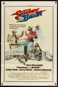 5c735 SMOKEY & THE BANDIT 1sh '77 art of Burt Reynolds, Sally Field & Jackie Gleason by Solie