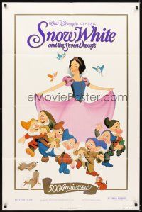 5c740 SNOW WHITE & THE SEVEN DWARFS 1sh R87 Walt Disney animated cartoon fantasy classic!