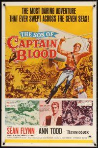 5c750 SON OF CAPTAIN BLOOD 1sh '63 giant full-length image of barechested pirate Sean Flynn!