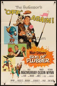 5c751 SON OF FLUBBER style A 1sh '63 Walt Disney, art of absent-minded professor Fred MacMurray!