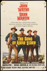 5c754 SONS OF KATIE ELDER 1sh '65 Martha Hyer, great line up of John Wayne, Dean Martin & more!