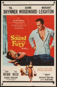 5c755 SOUND & THE FURY 1sh '59 Martin Ritt, Yul Brynner with hair glares at Joanne Woodward!