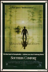 5c757 SOUTHERN COMFORT 1sh '81 Walter Hill, Keith Carradine, cool image of hunter in swamp!