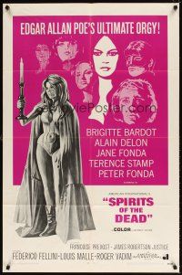 5c762 SPIRITS OF THE DEAD int'l 1sh '69 Federico Fellini, Reynold Brown artwork of sexy Jane Fonda!