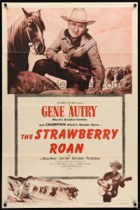 5c795 GENE AUTRY stock 1sh '54 Gene Autry playing guitar & riding Champion, Strawberry Roan!