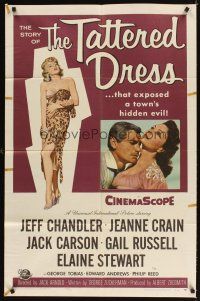 5c832 TATTERED DRESS 1sh '57 Jeff Chandler, sexy Jeanne Crain & half-dressed Elaine Stewart!