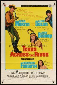 5c845 TEXAS ACROSS THE RIVER 1sh '66 cowboy Dean Martin, Alain Delon & Indian Joey Bishop!