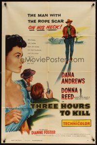 5c862 THREE HOURS TO KILL 1sh '54 Dana Andrews is the man with the rope scar on his neck!