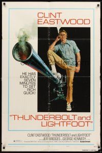 5c866 THUNDERBOLT & LIGHTFOOT style C 1sh '74 artwork of Clint Eastwood with HUGE gun by McGinnis!
