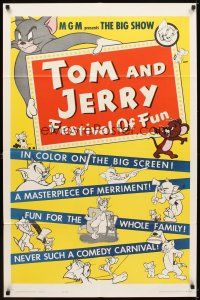 5c873 TOM & JERRY FESTIVAL OF FUN 1sh '62 many violent cartoon images of Tom & Jerry!