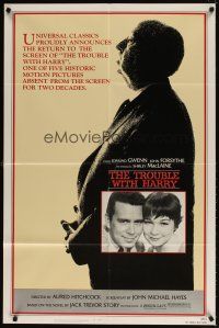 5c901 TROUBLE WITH HARRY 1sh R83 profile of Alfred Hitchcock, Edmund Gwenn, Shirley MacLaine!