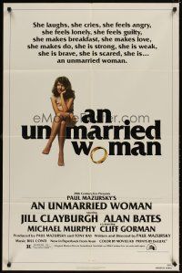 5c918 UNMARRIED WOMAN 1sh '78 Paul Mazursky directed, sexy Jill Clayburgh, Alan Bates