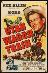 5c925 UTAH WAGON TRAIN 1sh '51 Penny Edwards, Buddy Ebsen, Rex Allen riding Koko!