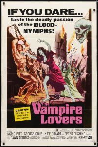 5c927 VAMPIRE LOVERS 1sh '70 Hammer, taste the deadly passion of the blood-nymphs if you dare!