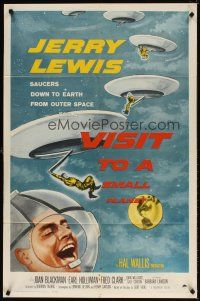 5c938 VISIT TO A SMALL PLANET 1sh '60 wacky alien Jerry Lewis saucers down to Earth from space!