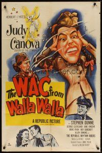 5c942 WAC FROM WALLA WALLA 1sh '52 artwork of wacky Judy Canova, Queen of the Cowgirls!
