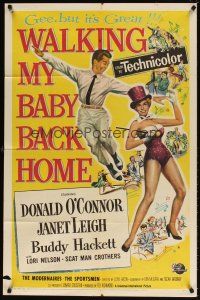 5c948 WALKING MY BABY BACK HOME 1sh '53 artwork of dancing Donald O'Connor & sexy Janet Leigh!